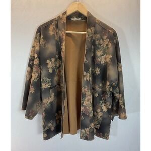 SOLITAIRE Anthropologie faux suede Floral Women's Jacket cardigan Size XL‎